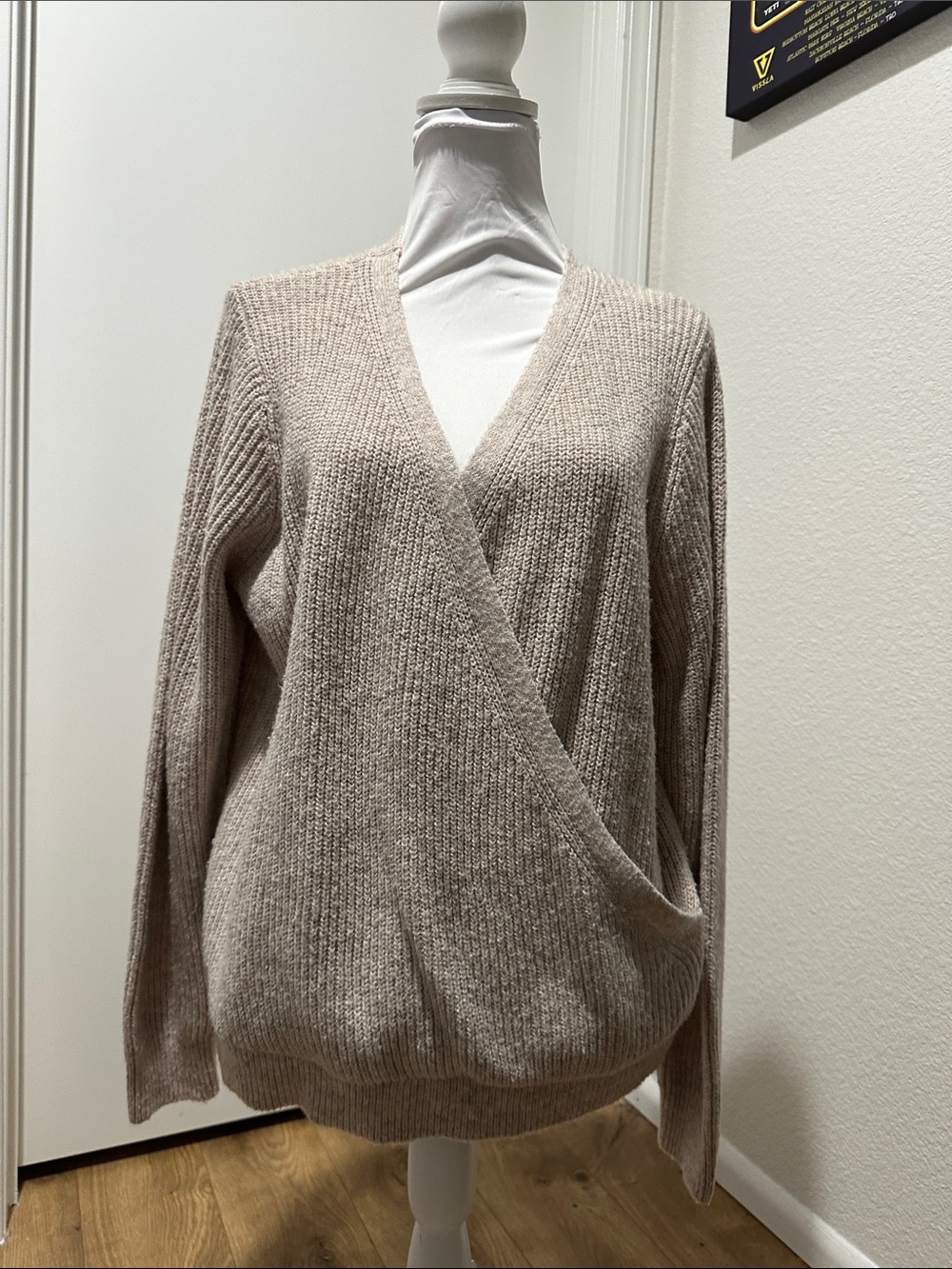 Abercrombie & Fitch Beige Wrap V-Neck Knit Cardigan